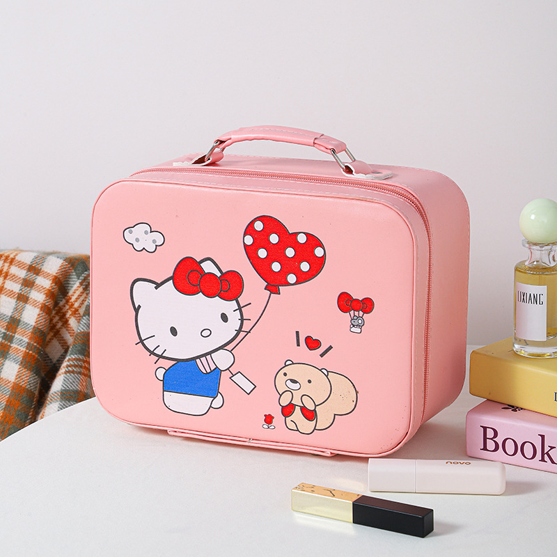Nueva caja de maquillaje de dibujos animados de alto valor, bolsa de maquillaje portátil de viaje, bolsa de maquillaje portátil de regalo, bolsa de almacenamiento de regalo encantadora