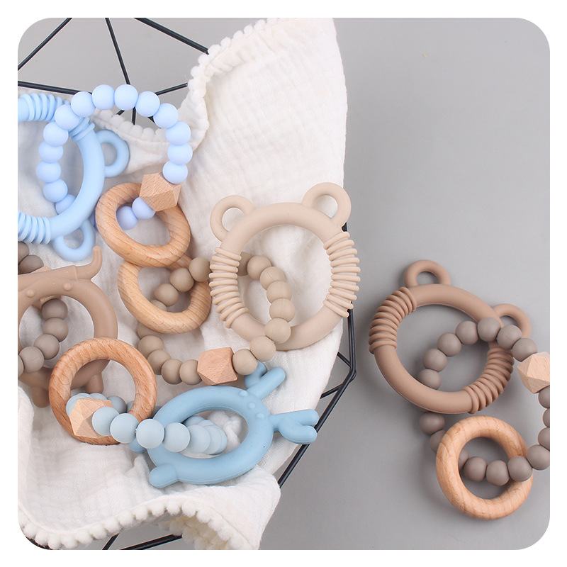 DIY bebé creativo anillo de beech pulsera de plástico juguete creativo silicona osos de plástico dientes de goma palillo de dientes