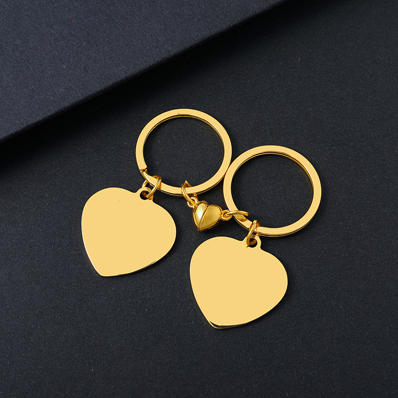 Customization Laser Engraving, Heart Shape Pattern Modern Style Classic Style Customization Laser Engraving Heart Shape 201 Stainless Steel Plating Unisex Bag Pendant Keychain