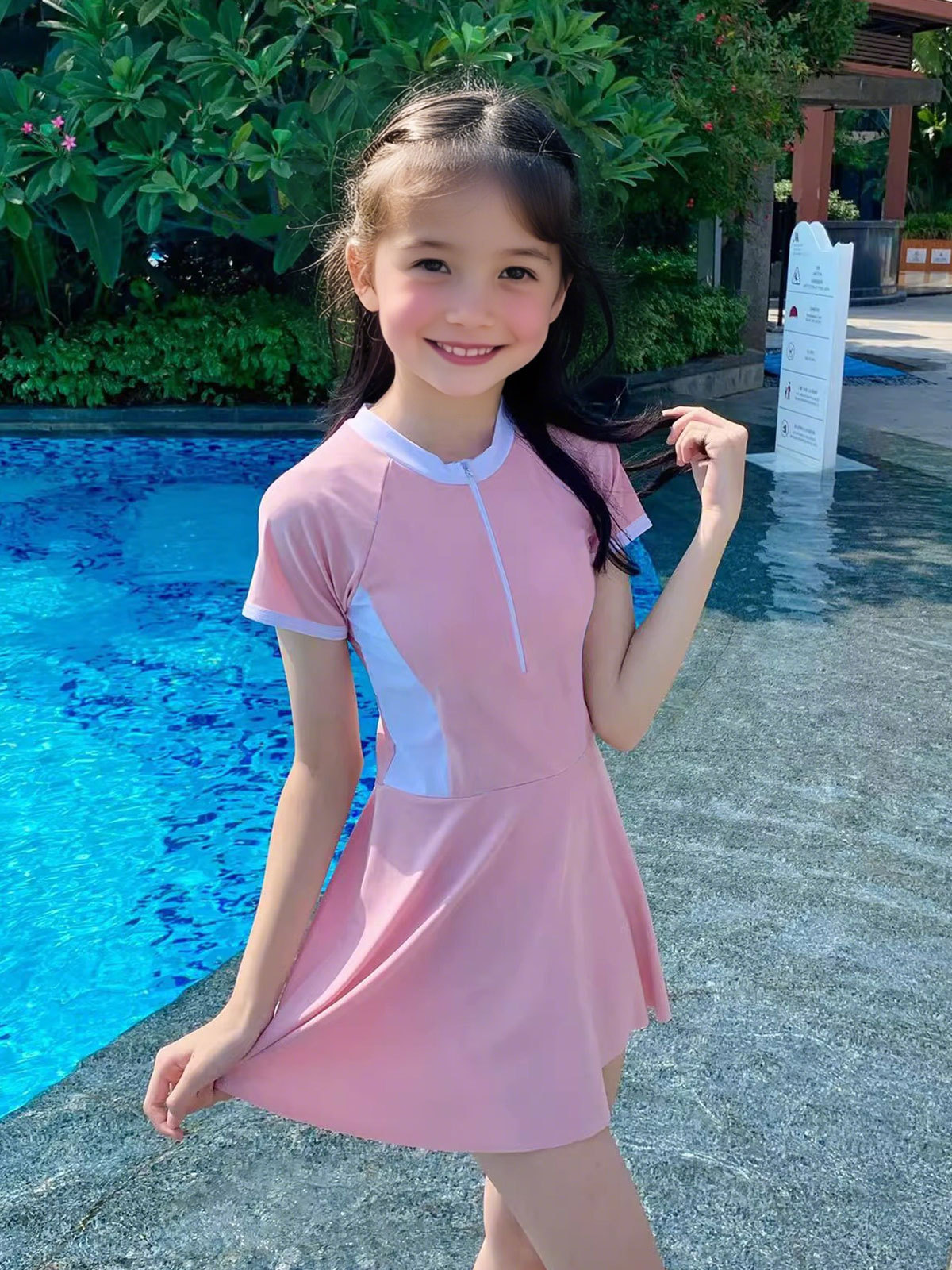 Traje de baño para niños, niña de una pieza 2025 nuevo traje de baño para niñas, traje de baño de verano para niños de mediana edad, traje de entrenamiento de natación para estudiantes