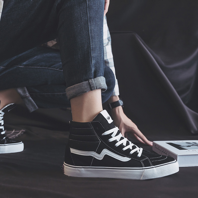 Tres zapatos de lona de caña alta para estudiantes masculinos y femeninos, versión coreana de zapatos casuales de todo fósforo, zapatos individuales, zapatillas de deporte de primavera, WDSW-90023
