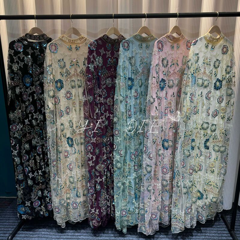 Foreign Trade Cross-Border Fashion Light Luxury Heavy-Duty Beaded Sequin Mesh Overlay Long Dress for Women, Elegant and Classy Gown Foreign Trade Cross-Border Fashion Light Luxury Heavy-Duty Beaded Sequin Mesh Overlay Long Dress for Women, Elegant and Classy Gown