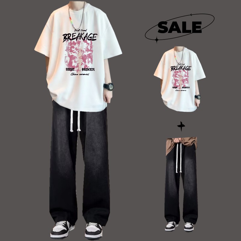 [two-piece set] brea white + jeans