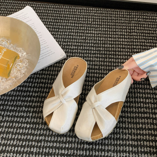 Baotou hollowed-out Birkenstock half-slippers women's 2025 summer new high-end platform sandals with breathable outdoor slippers for wearing with skirts