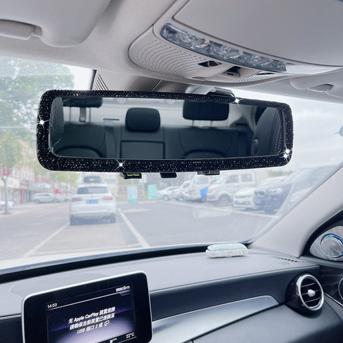 Car diamond-encrusted rearview mirror cover, interior supplies, car accessories, decoration, car reversing mirror, blind spot mirror, manufacturer wholesale