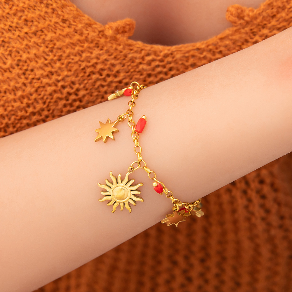 Cross Pattern Women's Gender PVD Coated Real Gold Plated Cross 304 Stainless Steel Simple Style Classic Style Waterproof Non Tarnish 304 Stainless Steel Bracelets