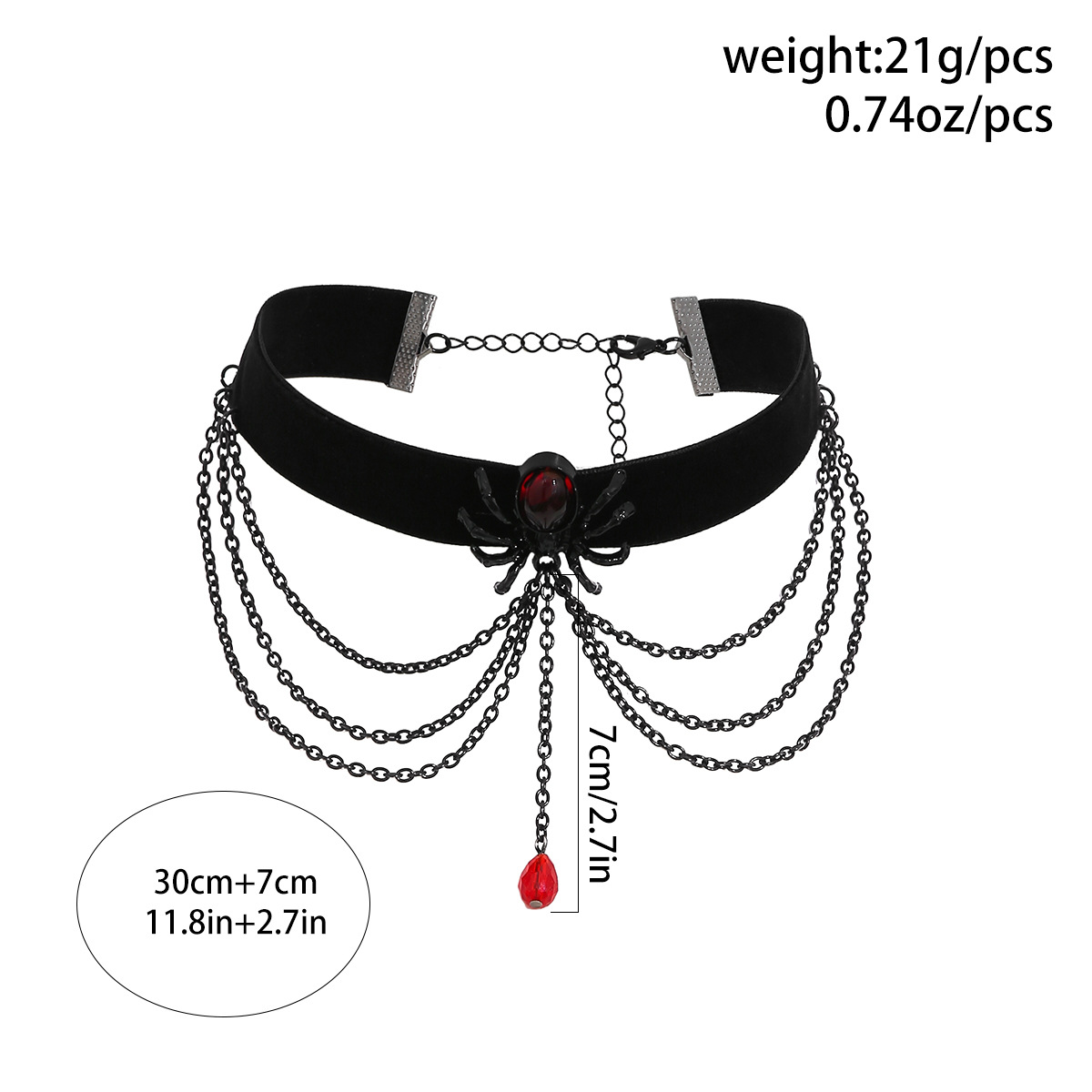 Halloween Blutfarbener Edelstein Choker Damen Halskette Persönlichkeit Blutstropfen Blutspinne Punk Halsband_voghion.com