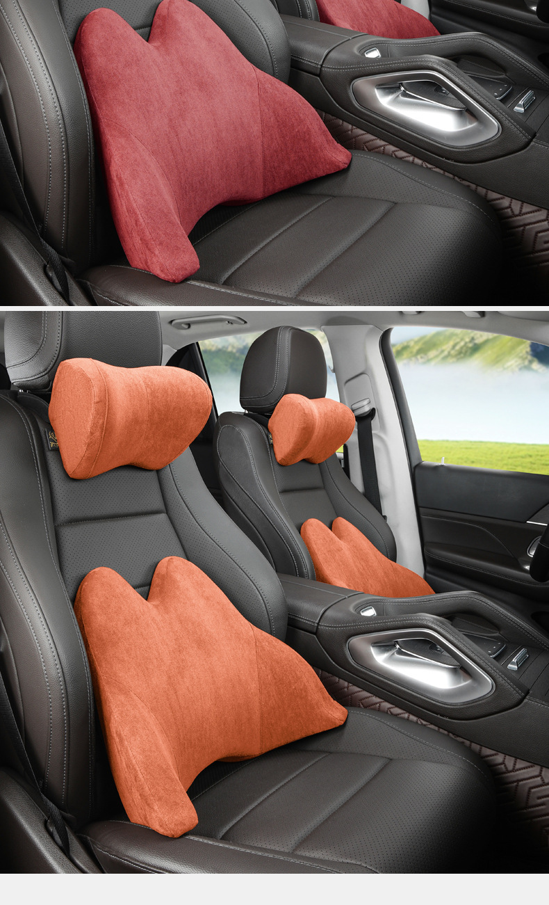 Car Headrest Neck Pillow Memory Foam Pillow Car Supplies Seat Cervical Pillow Car Lumbar Pair for Car
