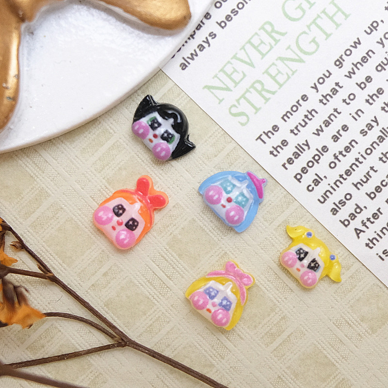 New Crying Baby Cartoon Nail Art Accessories Stereo Cute Princess Lady Head Resin DIY Wearable Nail Accessories Wholesale