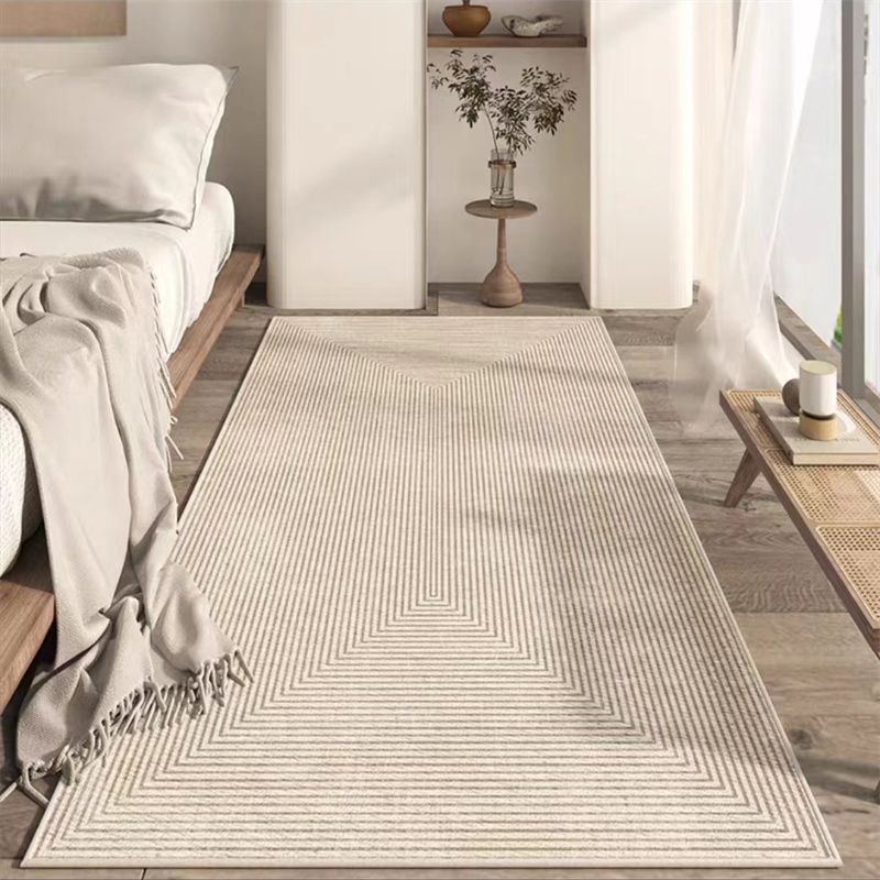Alfombra de cachemira de imitación gruesa simple de estilo japonés, manta de borde de cama de dormitorio antideslizante para el hogar