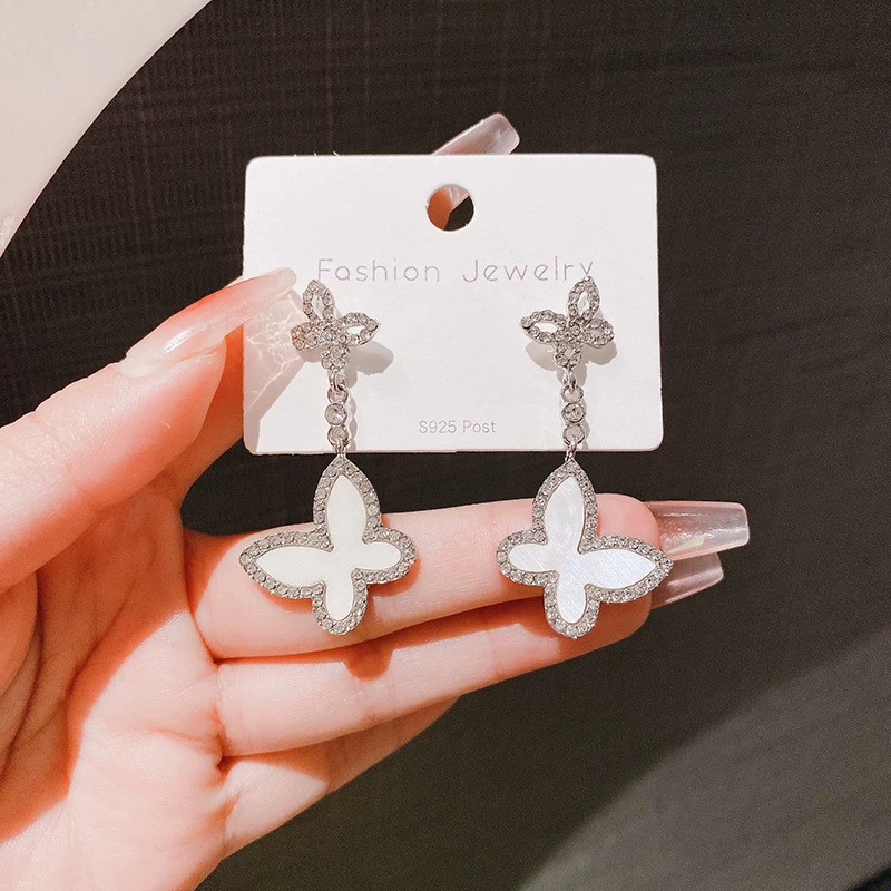 Серьги асимметричные с кисточкой, 925 серебро, игла, корейский стиль элегантный минимализм