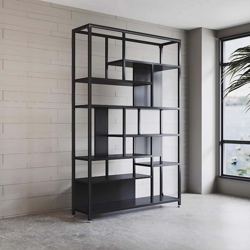 Estante de metal ligero de lujo estante de piso doméstico estante de escritorio estante de decoración de partición estante de exhibición creativa multicapa