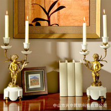 欧式美式古典陶瓷配铜烛台工艺饰品家居客厅餐厅装饰烛台镶铜饰品