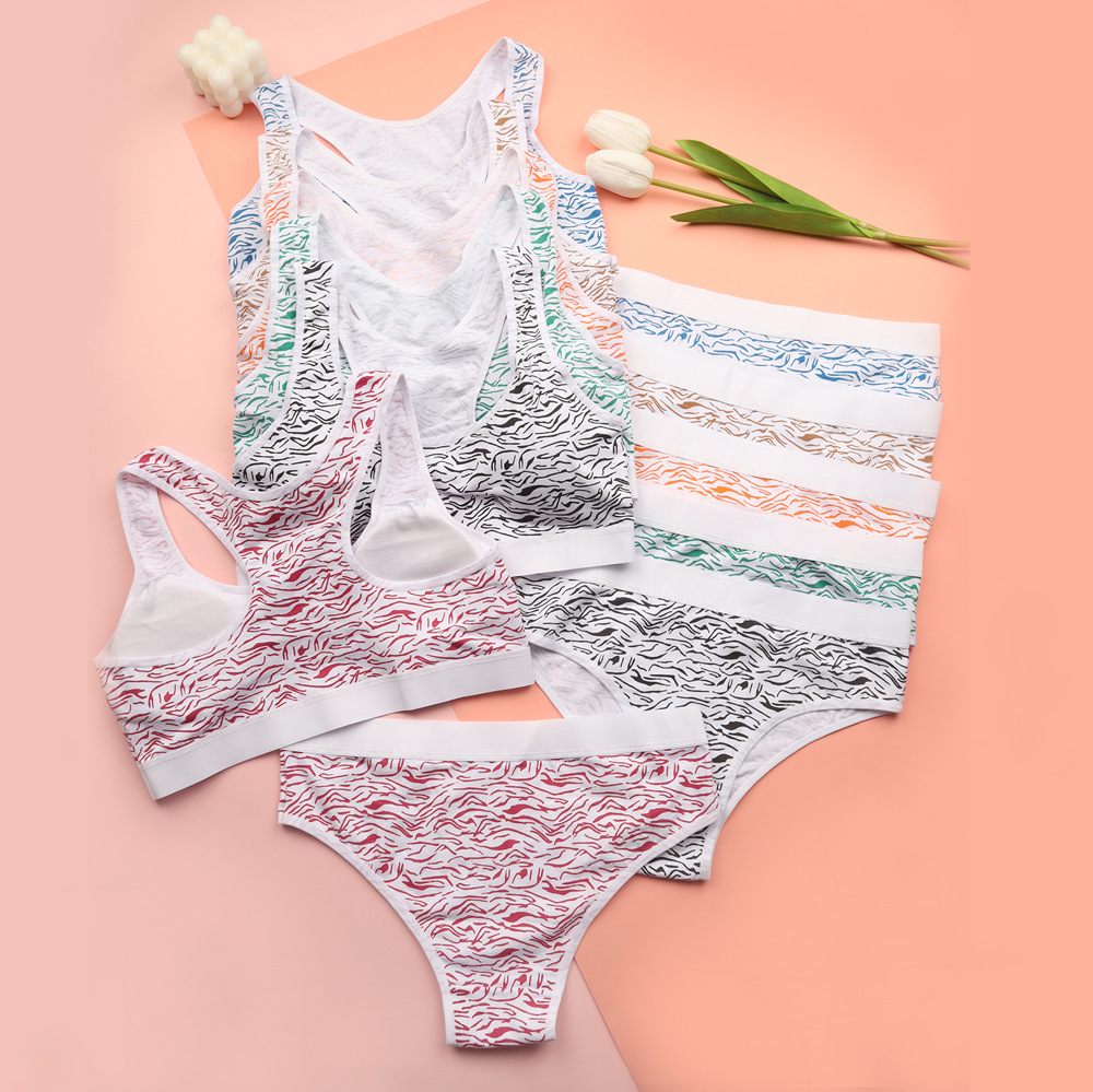 Ropa interior deportiva para niñas, traje de sujetador de chaleco, patrón de cebra, copa fija, ropa interior anticonvexa femenina de una etapa
