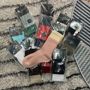 Socks women's mid-barrel dopamine tide socks fake two-piece double-layer stitching cotton double-screw long-barrel sports hook ins