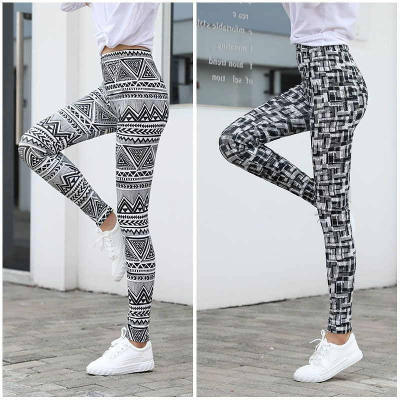 Korean Style New Milk Silk Spring and Summer Full-Print Leggings Colorful Stretch Yoga Pants Slim-Fit Sports Pants for Women