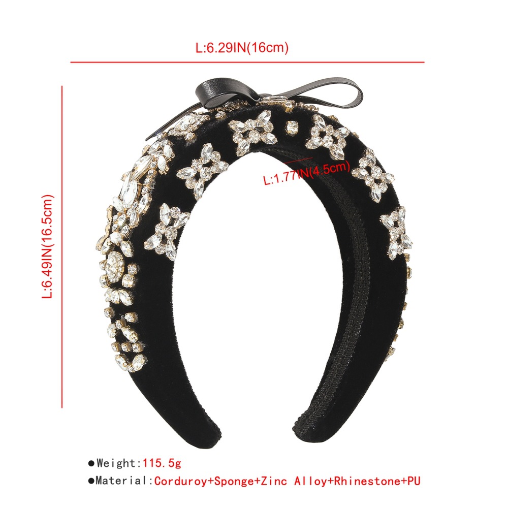 F3601 Croix-frontière Automne Et D'hiver Nouveau Cheveux Accessoires Éponge Exquis Strass Bandeau Arc Élégant Lady Défilé Bandeau display picture 1