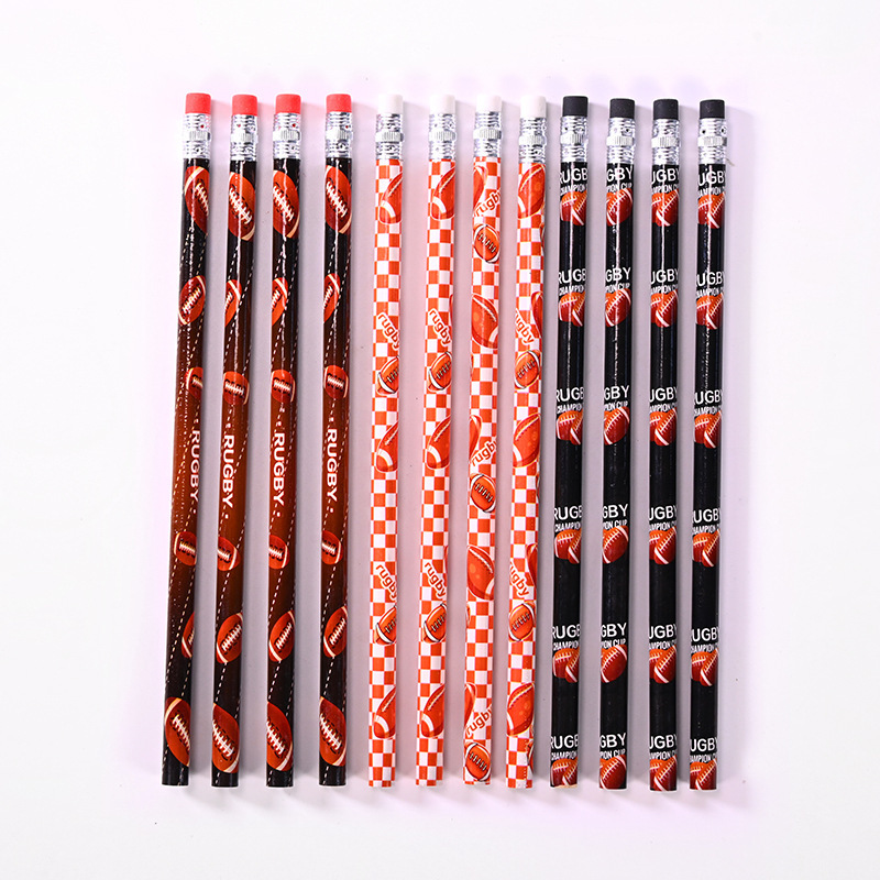 Cross-Border Pencil, Baseball, Basketball, Rugby, Football Series Pencils with Erasers, Student Supplies, Manufacturer Wholesale