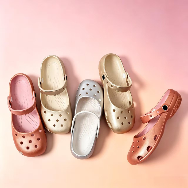 Croos Ballet Clogs Classic Metallic Color Sandals Thick-Soled Women's Non-Slip Sandals Summer Shoes Outdoor Beach Shoes Croos Ballet Clogs Classic Metallic Color Sandals Thick-Soled Women's Non-Slip Sandals Summer Shoes Outdoor Beach Shoes