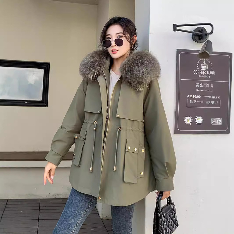 Parker Women's 2025 Winter New Rex Rabbit Fur Liner Detachable Small Young Style Casual Fur Jacket for Women