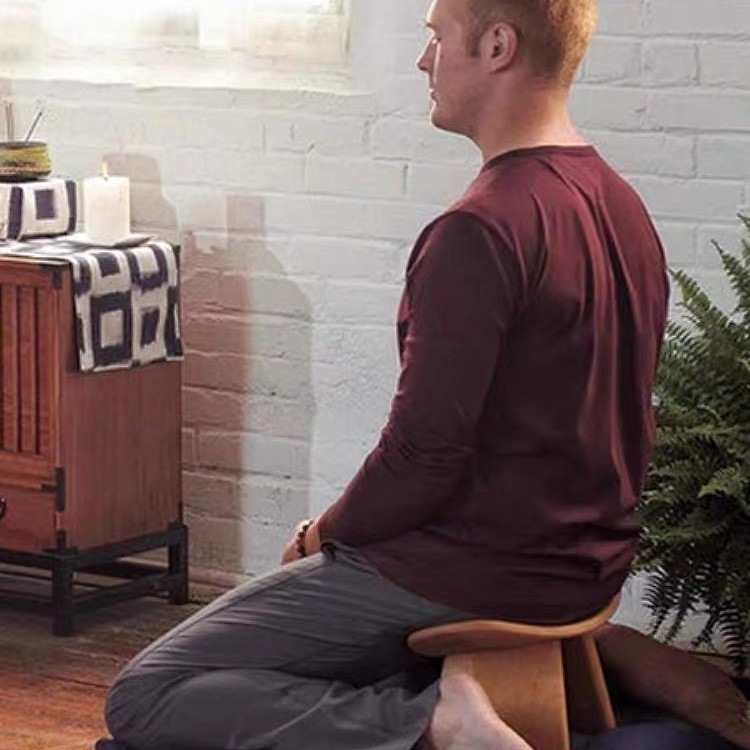 Wooden Yoga Stool Assisted Exercise Solid Wood Yoga Stool Foot Stool Tatami Solid Wood Kneeling Stool Wooden Meditation Stool
