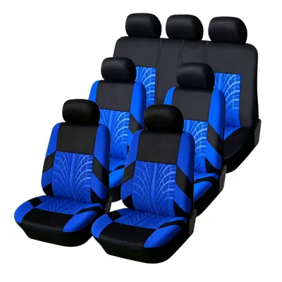 Pattern Embossed Knitted Fabric Four-Season: Seat cushion, seat cover - blue-13-piece-set-seven-seats
