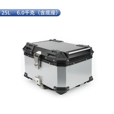 Cross-country Straddle Modified Aluminum Motorcycle trunk - motorcycle-large-corner-trunk-silver-25l
