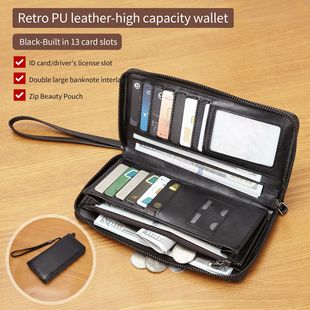 Men's Wallet RFID Anti-theft Brush Credit Card Bag Multi-function Long Zipper Wallet Large Capacity Travel Wallet