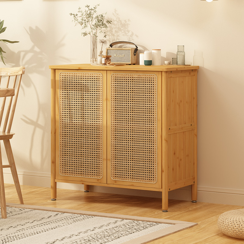 Aparador de ratán para el hogar, gabinete de café para la sala de estar, gabinete de almacenamiento multifuncional para la cocina, gabinete pequeño minimalista moderno con puerta