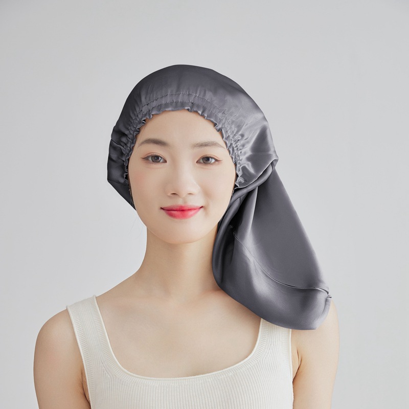 新作 シルクナイトキャップ 16匁桑蚕シルク ロングヘアキャップ フリル付きロングキャップ ホームヘアケアキャップ Amazon