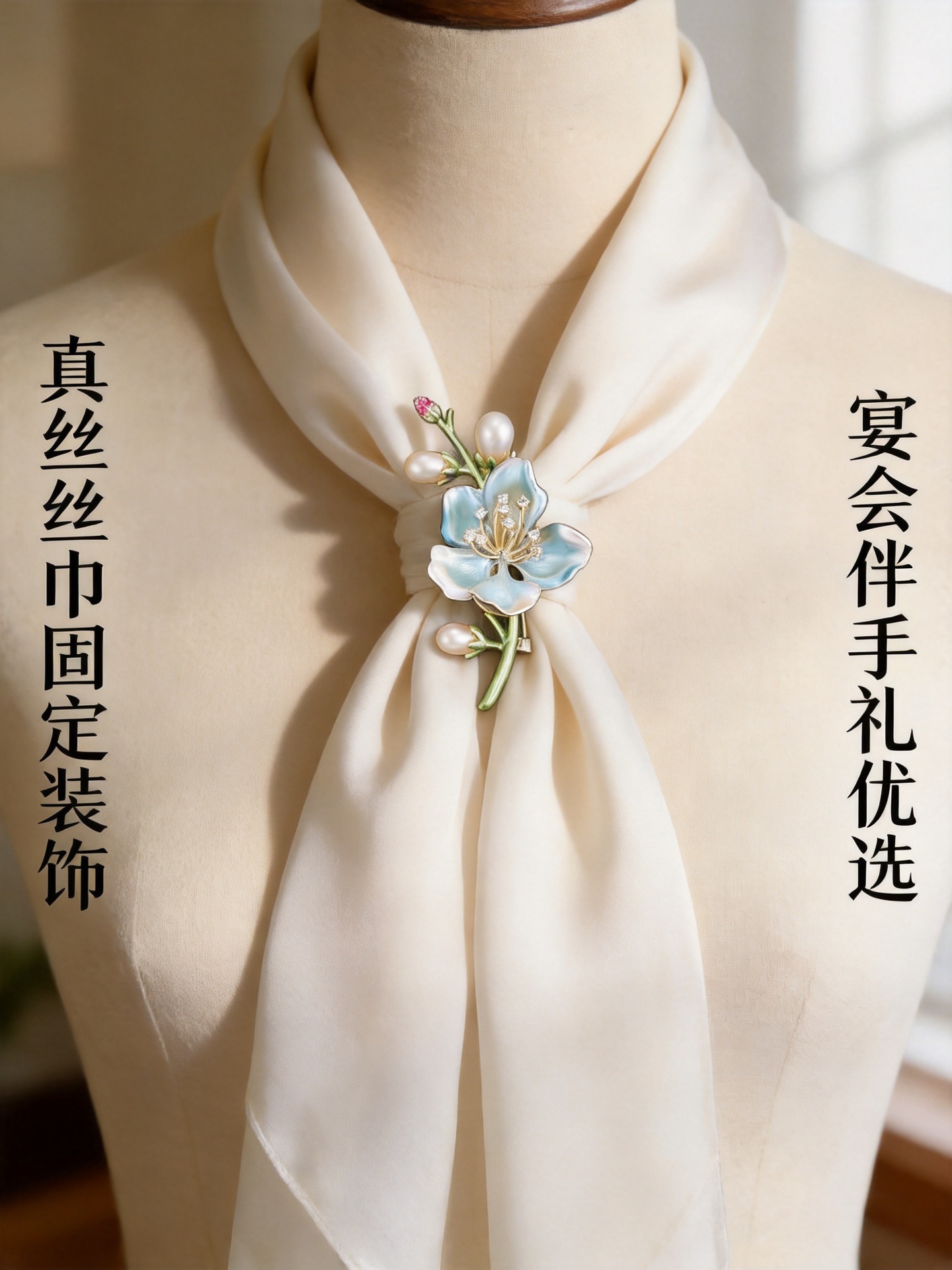 Enamel Oil-Drip Freshwater Pearl Magnolia Brooch Anti-Exposure Vintage Chinese Style Dress Qipao Versatile Brooch Pin