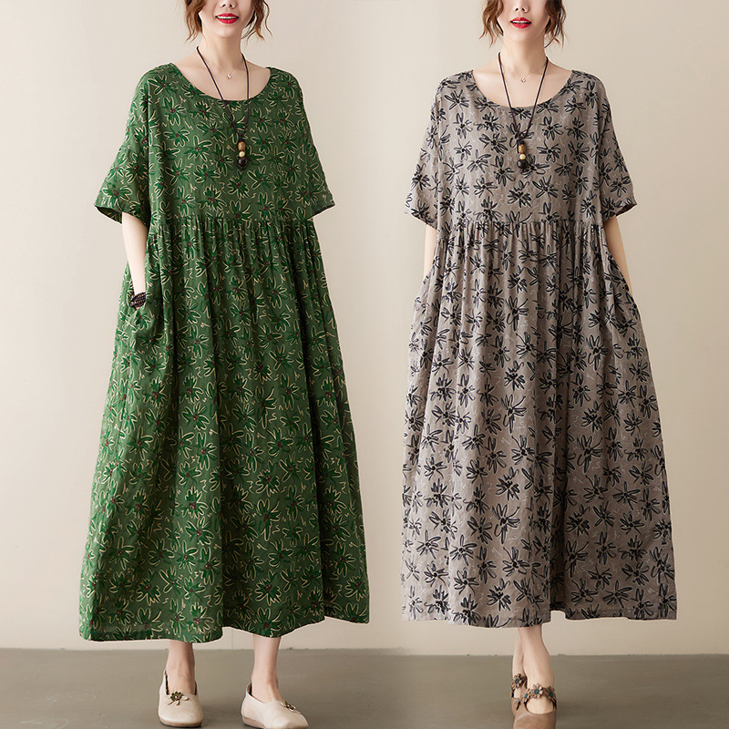 Light and thin breathable retro plus size dress