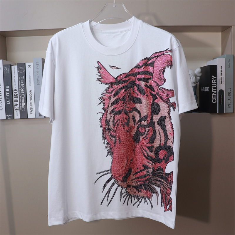 太って重いポンドのプリントのホットドリルの大きい赤いトラの頭のゆったりしている半袖のtシャツの個性の小さい大衆のデザイナーの潮牌|undefined