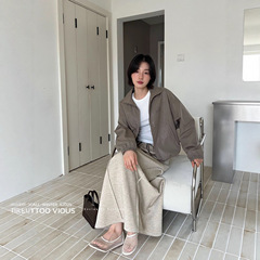 TTOO VOUIS秋季新款2234休闲中性风宽松翻领长袖拉链夹克外套女