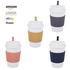 跨境小麦秸秆咖啡杯高颜值夏季随行便携汽车杯户外便携水杯批发