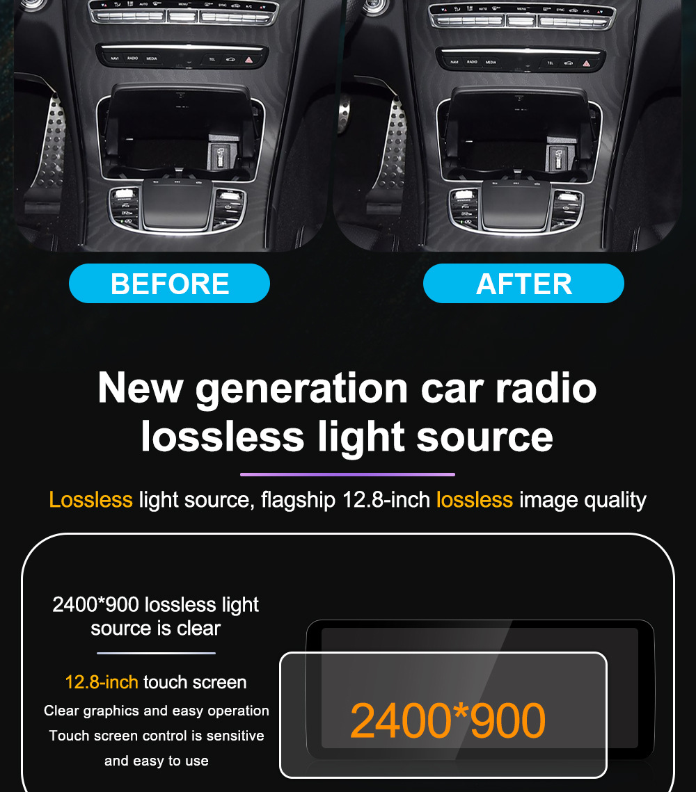Suitable for Mercedes-Benz series B/GLC/C/E class 12.8 inch ultra-thin Android system central control car navigation all-in-one machine
