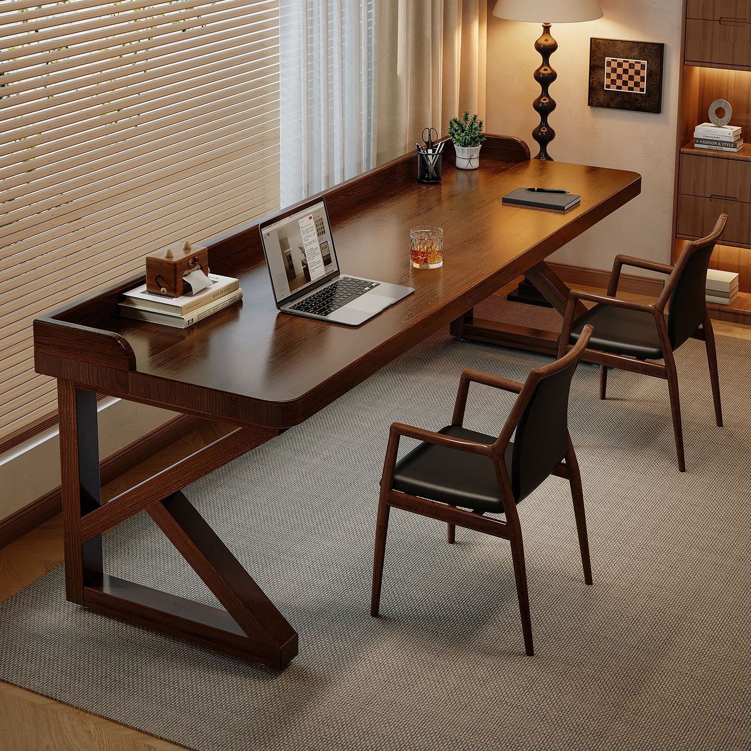 All Solid Wood Desk 2025 New Model Study Table Long Workbench Mid-Century Style Office Desk Home Bedroom Computer Desk