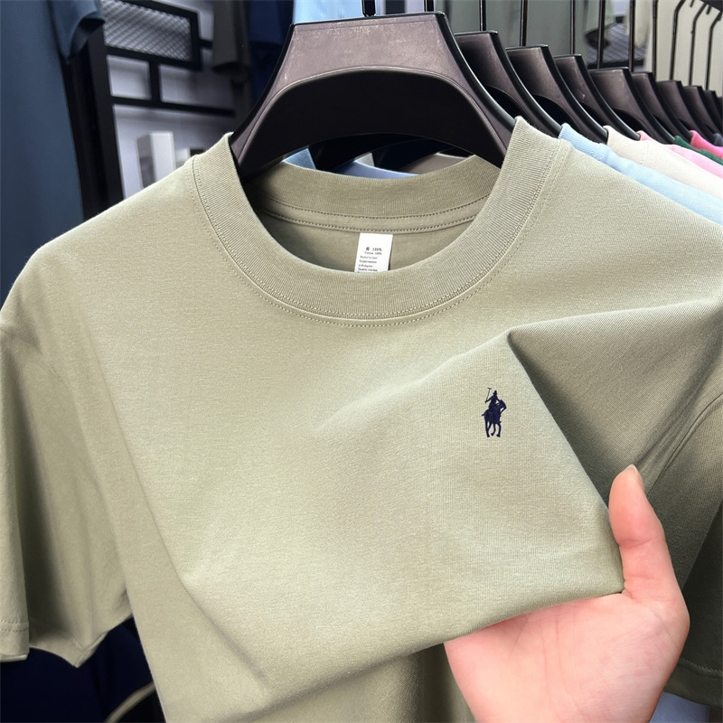 Pure Cotton Summer Men's Short Sleeve T-Shirt Casual Solid Color Round Neck Youth Japanese Casual Solid Short Sleeve Cotton Sport T-Shirt