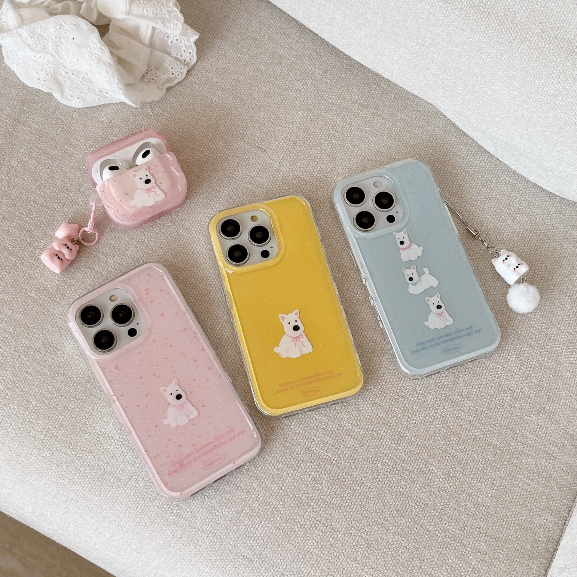 El nicho simple y simple salpicadura de tinta West Highland para iPhone15/16 funda para teléfono móvil 14PM nuevo 16PM13 pareja 15Pro