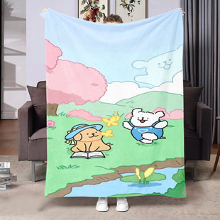 Flannel Lunch Blanket Air Conditioning Blanket Home Bedroom Dormitory Bed Blanket Digital Printing