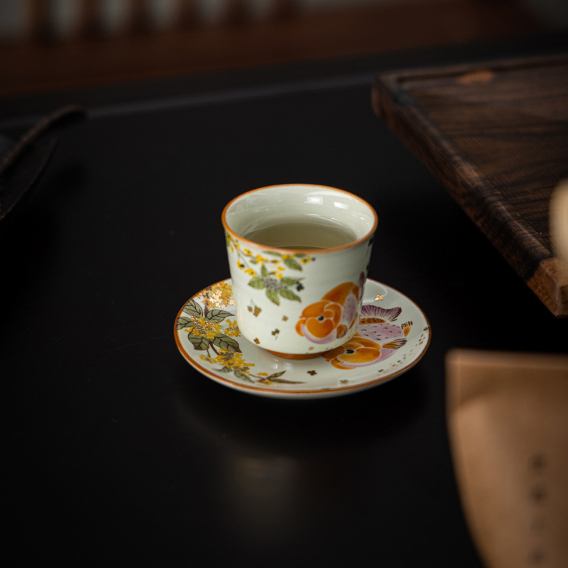 キンモクセイ金魚セラミックかわいい茶新中国風抗火傷茶テーブルマット茶道アクセサリー草木灰釉|undefined