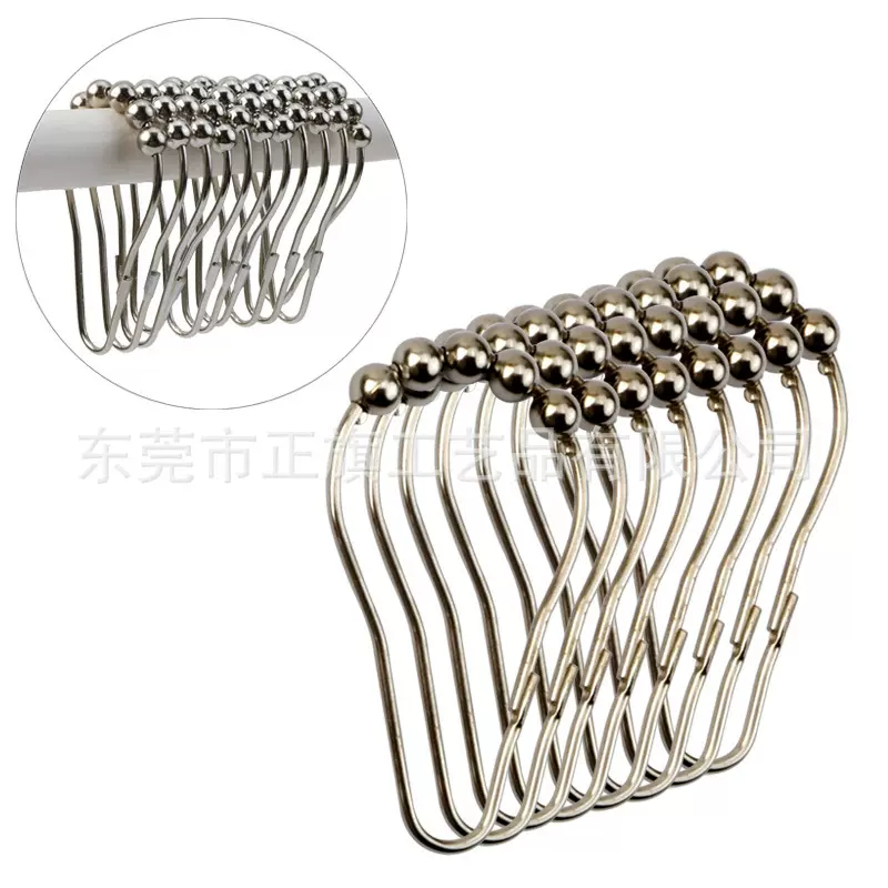 跨境现货浴帘挂钩金属浴帘钩葫芦扣滚珠型五珠葫芦挂钩窗帘挂钩