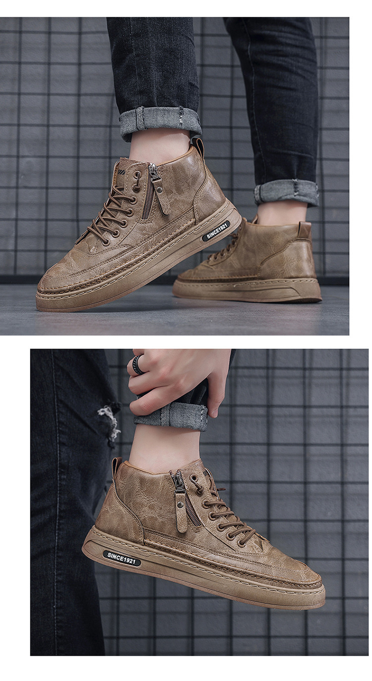Herren Sommer und Herbst Neue Martin High Top Board Trend Vielseitige schwarze Arbeitskleidung Stiefel Sport Freizeitschuhe Männer_voghion.com