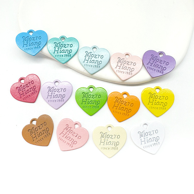 Double-Sided Alloy Heart Pendant Keychain Bracelet Bag Accessory Earrings Heart Pendant