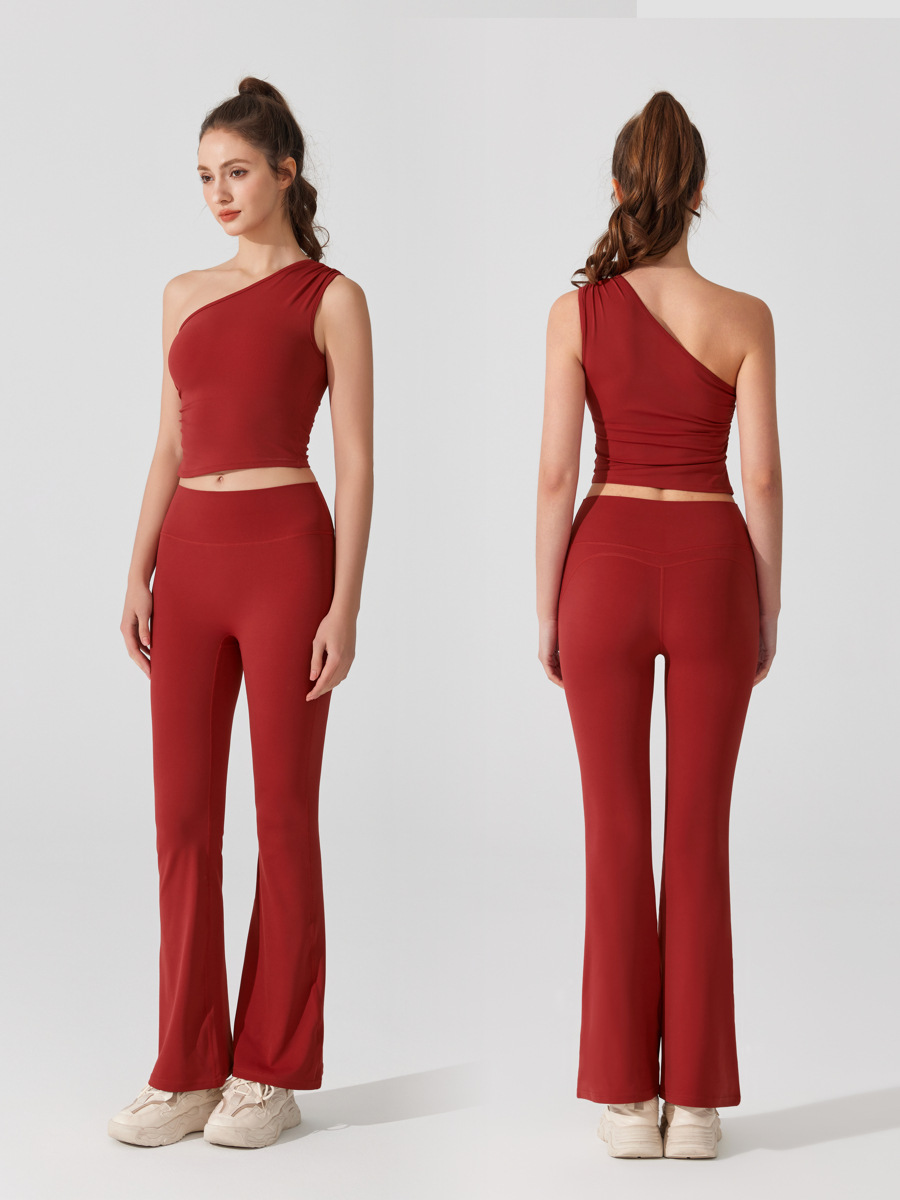 Desnudo antibacteriano conjunto de yoga de mujer cintura alta elevación de cadera micro boquilla ropa de ejercicios sin mangas hombros abiertos ropa interior deportiva image 4