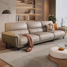 意式极简真皮沙发客厅现代小户型三人位直排高靠背铁艺沙发其他
