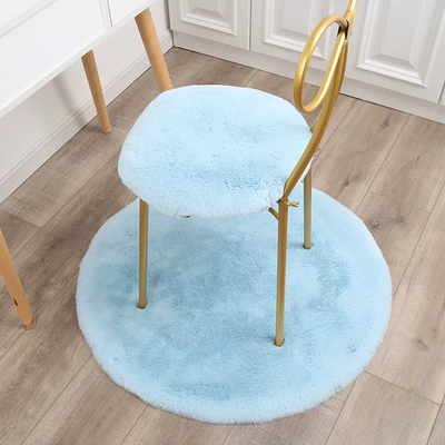 Car Carpet Carpet, Makeup Chair Mat, Computer - light-blue-imitation-rabbit-fur-40cm-diameter-round