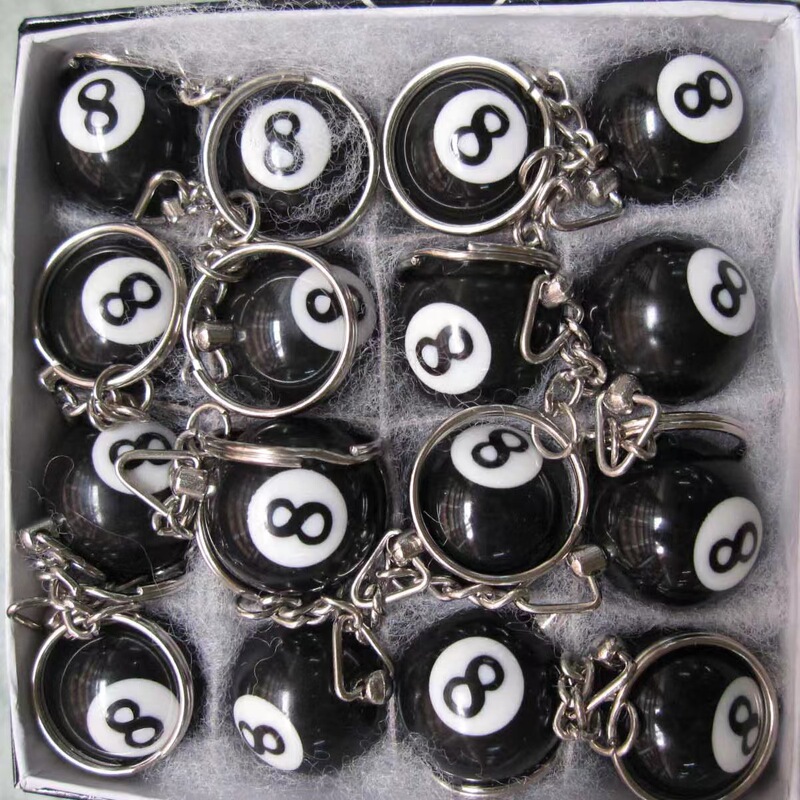 Black eight billiards keychain creative small size billiards key pendant resin billiards crafts pendant wholesale