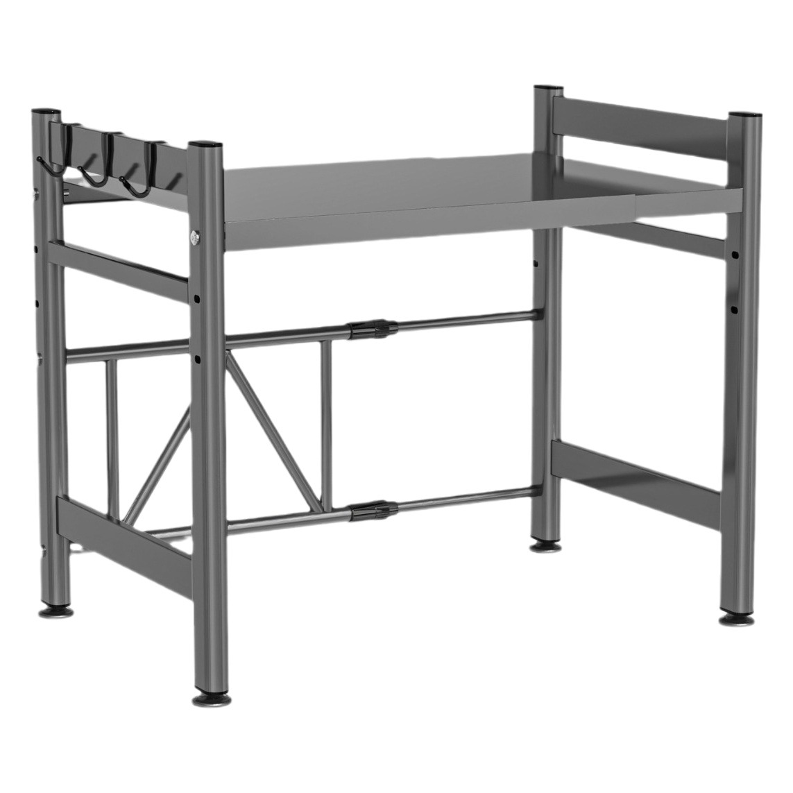 Rack de almacenamiento de horno de microondas cocina retráctil individual de doble capa estante de almacenamiento encimera utensilios de cocina estante de almacenamiento horno de microondas