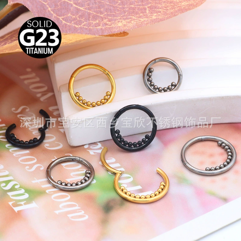 G23 Titanium Closed Ring Seamless Inner Bead Nose Ring Multifunctional Earring F136 Implanted Titanium Piercing Jewelry Manufacturer